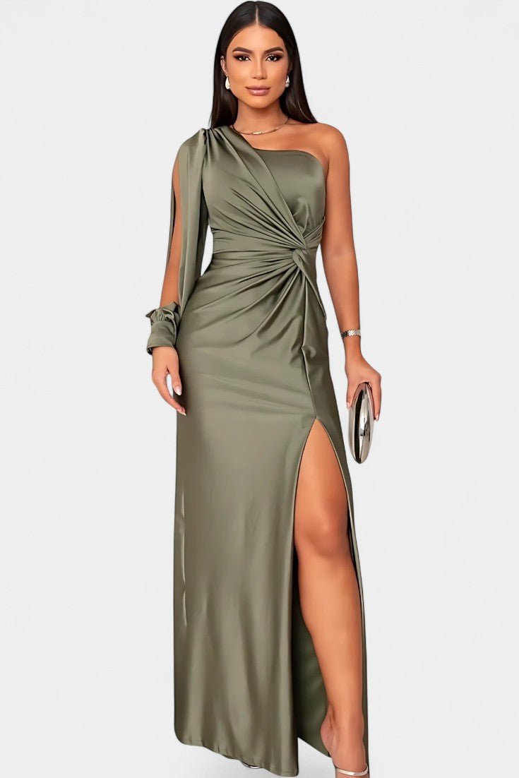 Charlotte | Asymmetric Draped One - Shoulder Dress - Lora Toronto