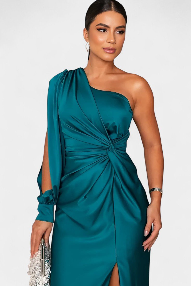 Charlotte | Asymmetric Draped One - Shoulder Dress - Lora Toronto