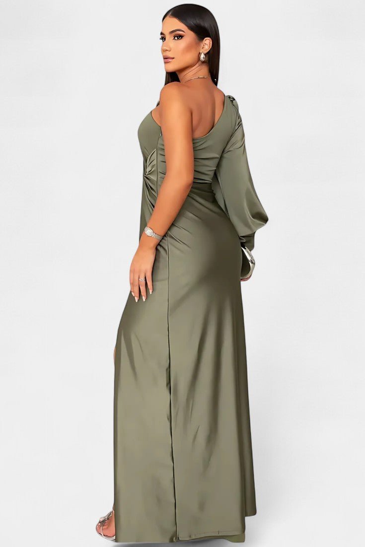 Charlotte | Asymmetric Draped One - Shoulder Dress - Lora Toronto