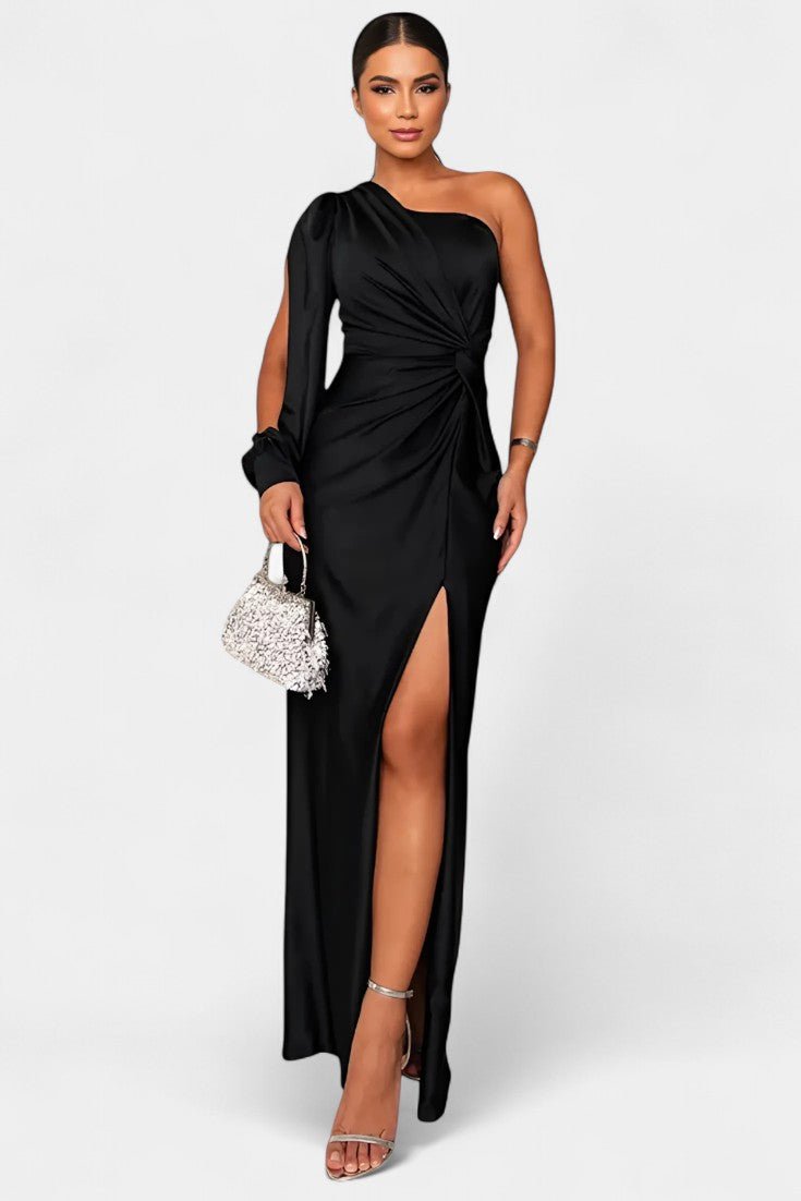 Charlotte | Asymmetric Draped One - Shoulder Dress - Lora Toronto