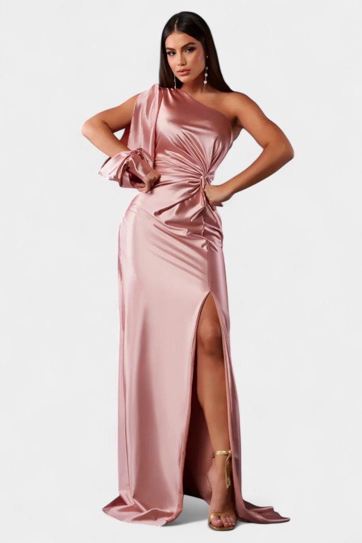 Charlotte | Asymmetric Draped One - Shoulder Dress - Lora Toronto