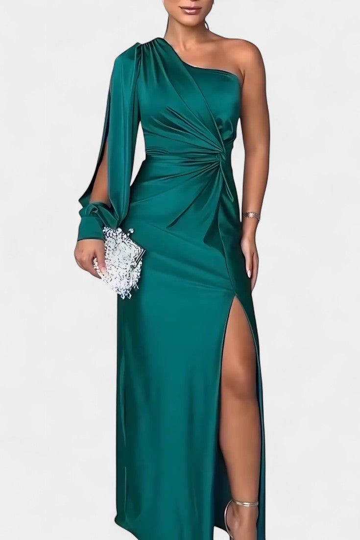 Charlotte | Asymmetric Draped One - Shoulder Dress - Lora Toronto