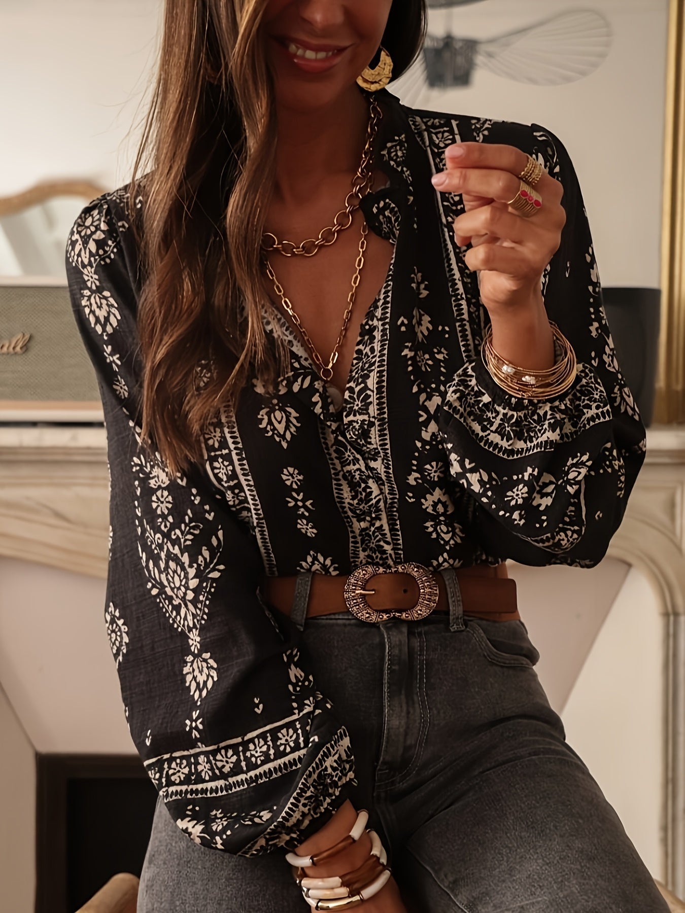 Chic Lantern Sleeve Blouse Top - Lora Toronto