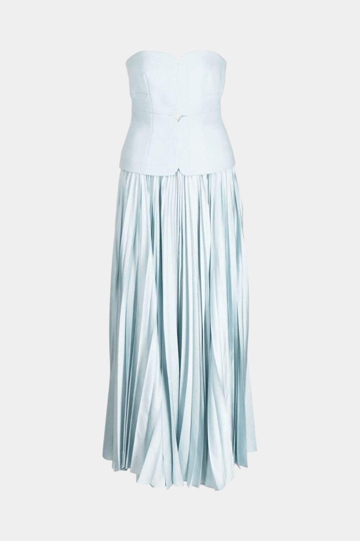 Clara | Off - Shoulder Pleated Maxi Dress - Lora Toronto