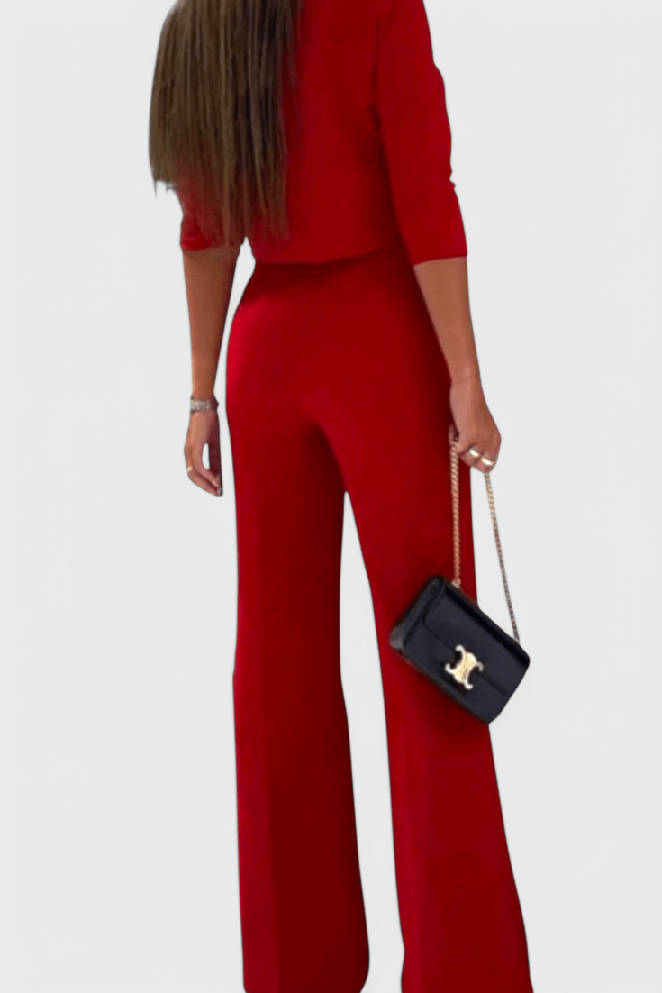 Cleo 2 Set with 3/4 Sleeve Top and Wide - Leg Trousers - Lora Toronto