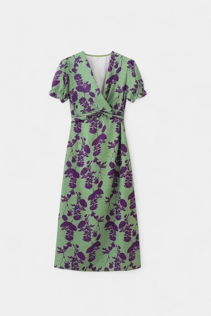 Elara | Knotted Floral Elegance Dress - Lora Toronto