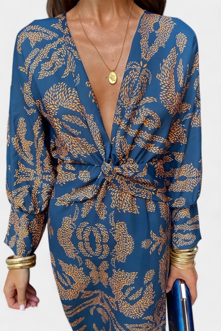 Elara Knotted V - Neck Soft Dress - Lora Toronto