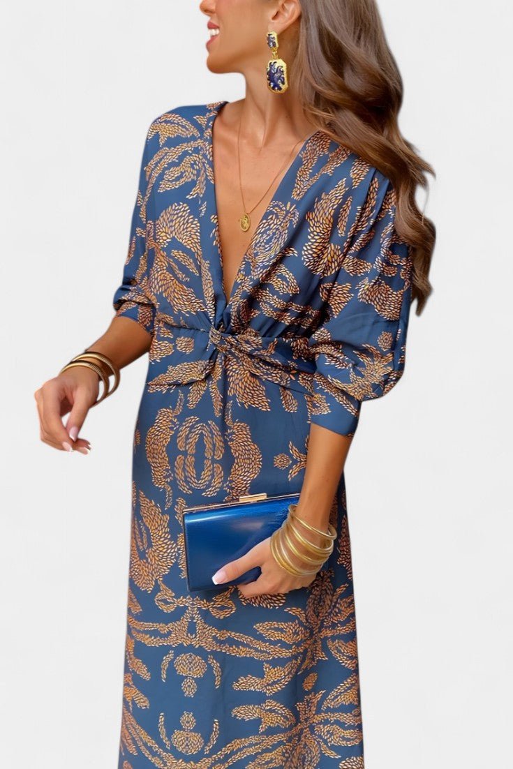 Elara Knotted V - Neck Soft Dress - Lora Toronto