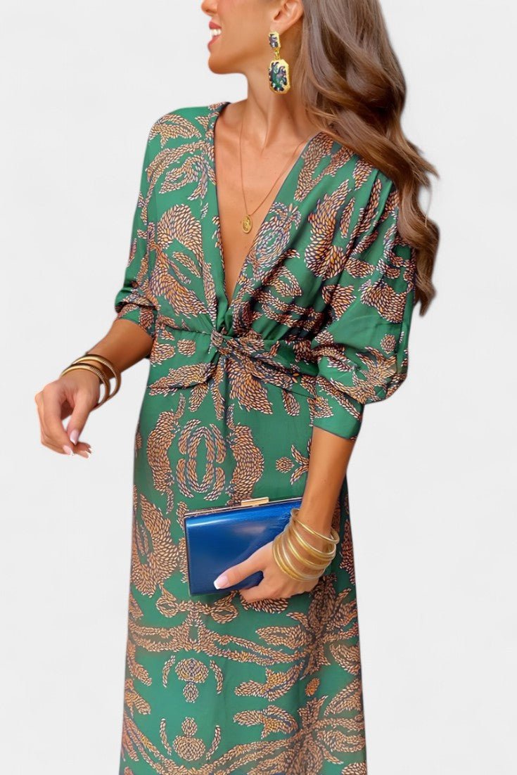Elara Knotted V - Neck Soft Dress - Lora Toronto