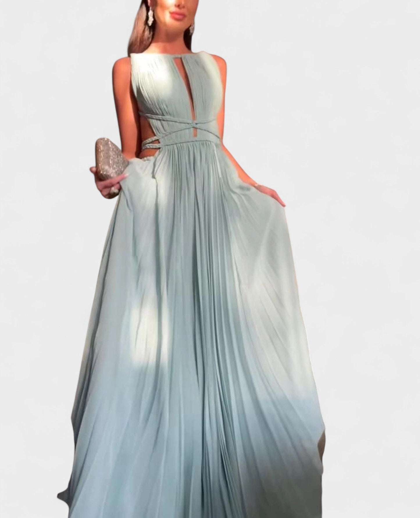Elena | Pleated Cutout Maxi Dress - Lora Toronto