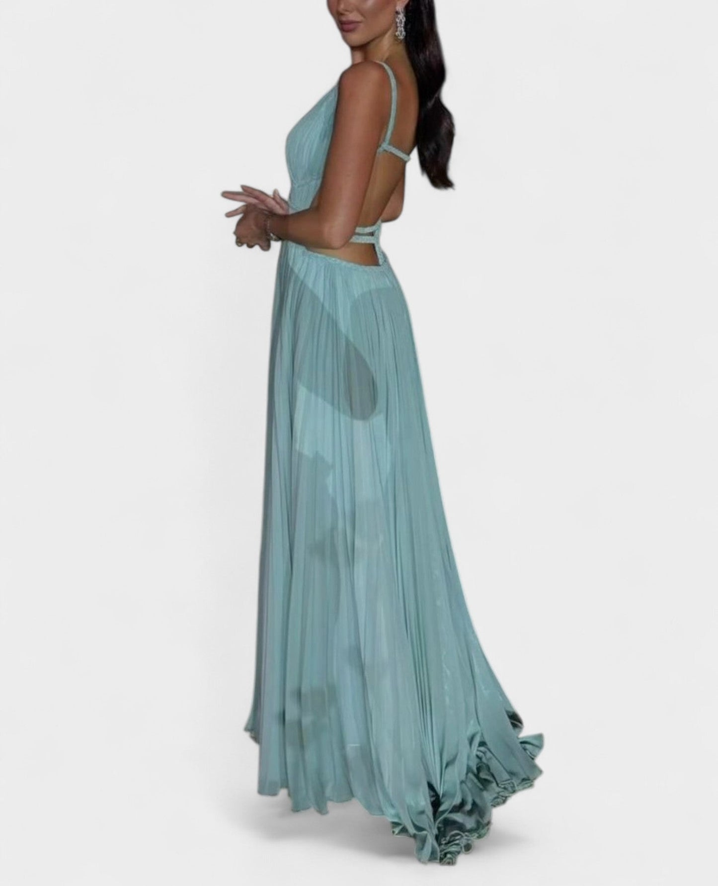 Elena | Pleated Cutout Maxi Dress - Lora Toronto