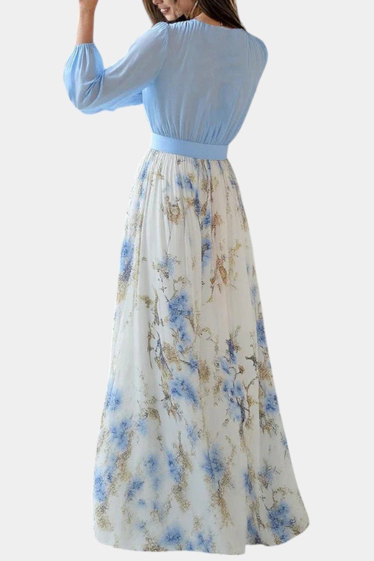 Eliane | Stunning Floral Print V - Neck Maxi Dress - Lora Toronto