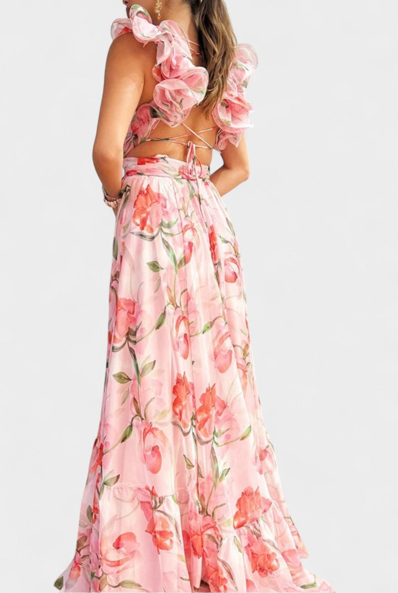 Elise | Backless Printed Maxi Dress - Lora Toronto