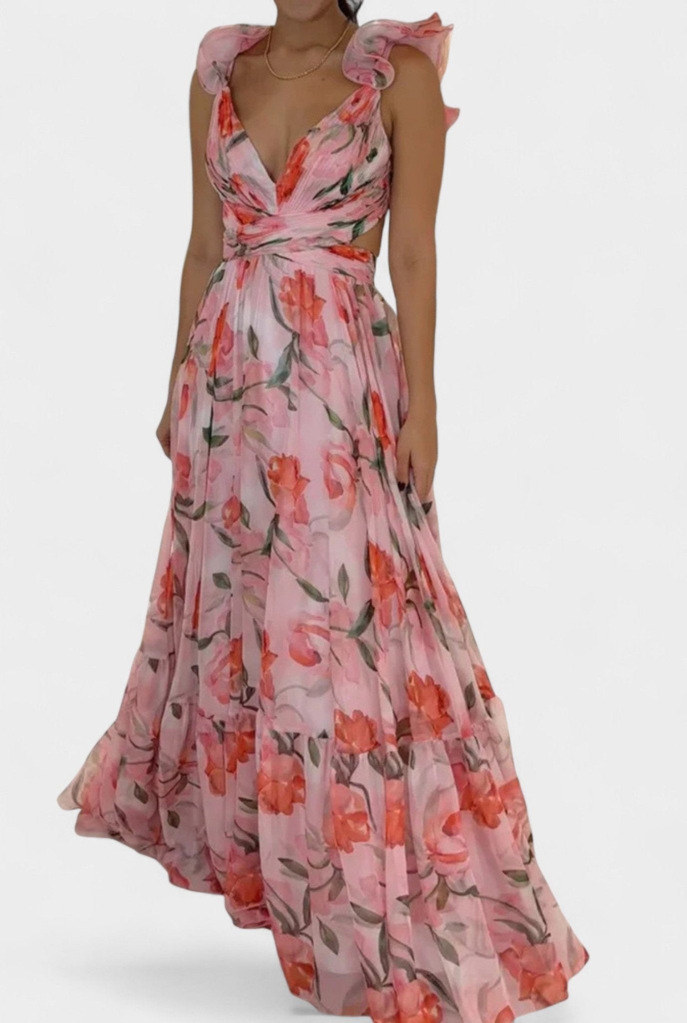 Elise | Backless Printed Maxi Dress - Lora Toronto