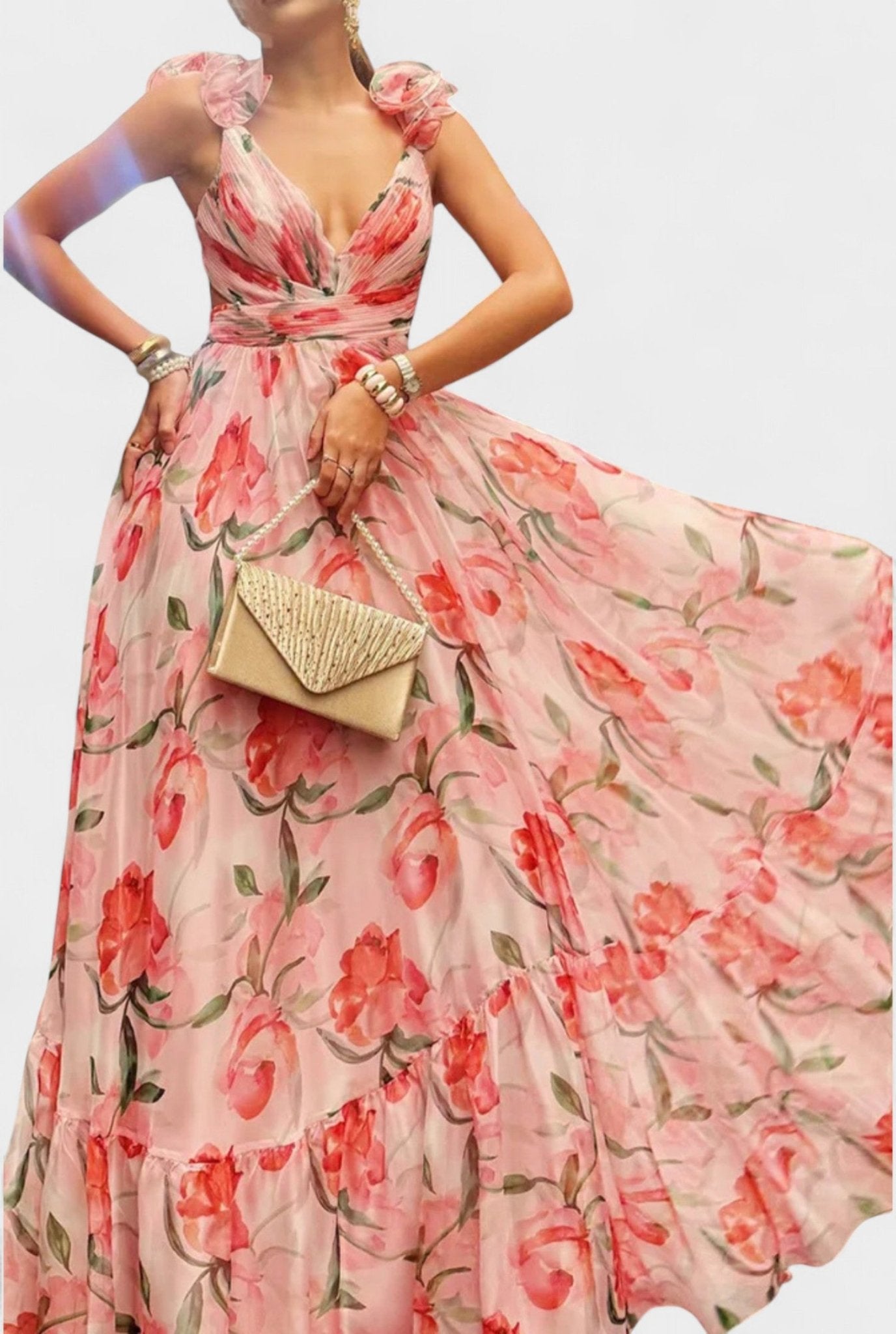 Elise | Backless Printed Maxi Dress - Lora Toronto