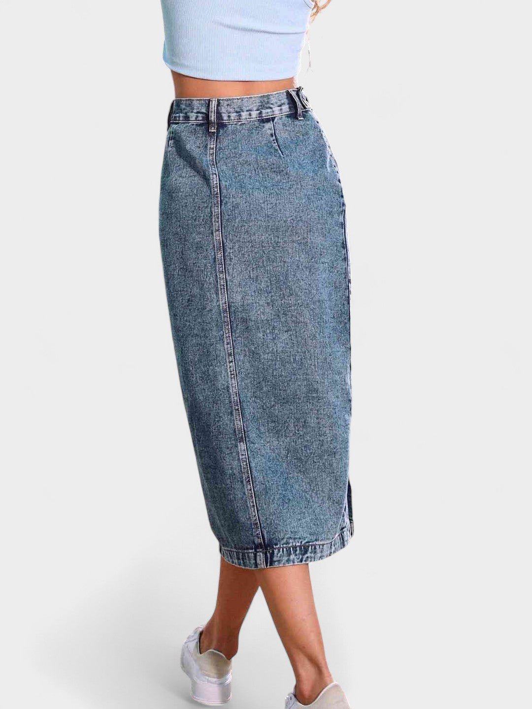 Elodie | Button - Front Cotton Blend Skirt - Lora Toronto