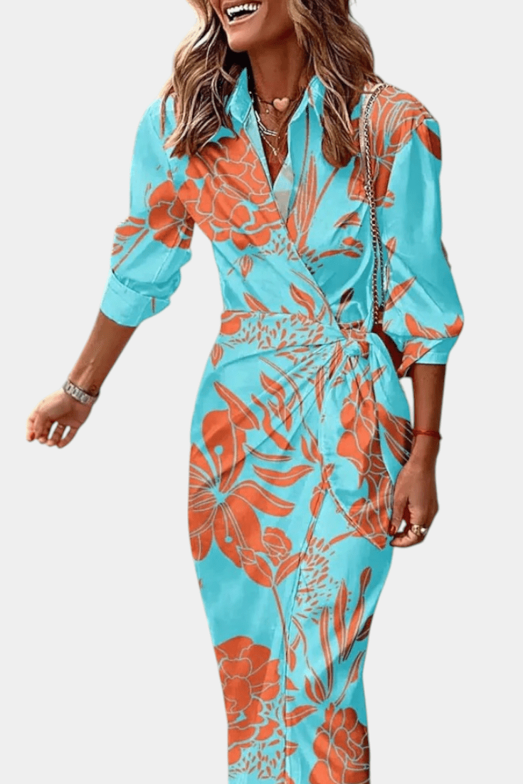Elodie Printed Wrap Dress - Lora Toronto