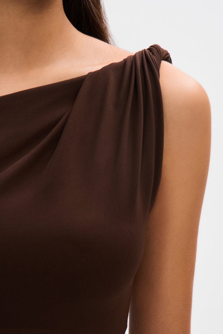 Eranda | Draped Mesh Off - Shoulder Maxi Dress - Lora Toronto