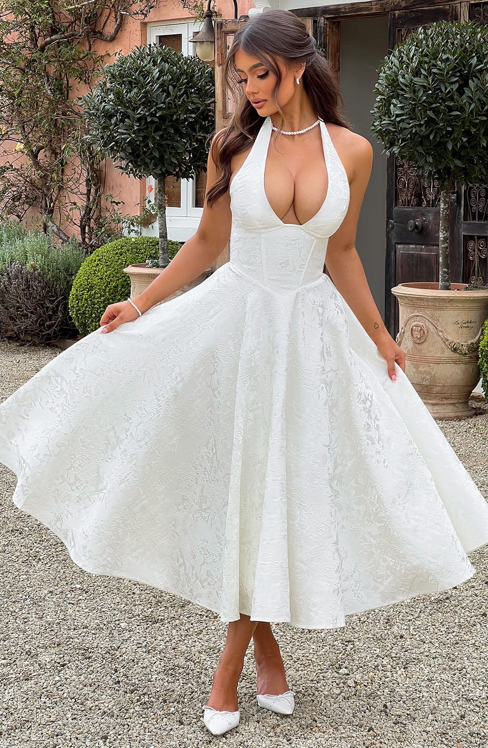 Esmeralda | Halter Sleeveless Midi Dress - Lora Toronto