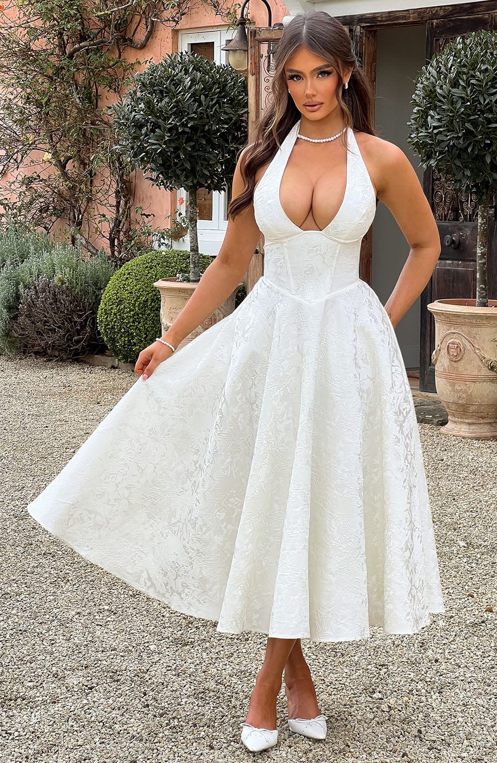 Esmeralda | Halter Sleeveless Midi Dress - Lora Toronto
