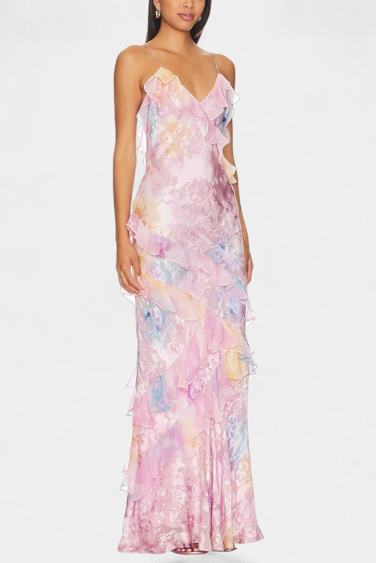 Fawn | Floral Ruffle Maxi Dress - Lora Toronto