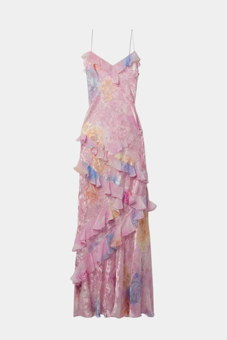 Fawn | Floral Ruffle Maxi Dress - Lora Toronto