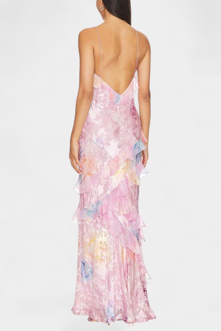 Fawn | Floral Ruffle Maxi Dress - Lora Toronto