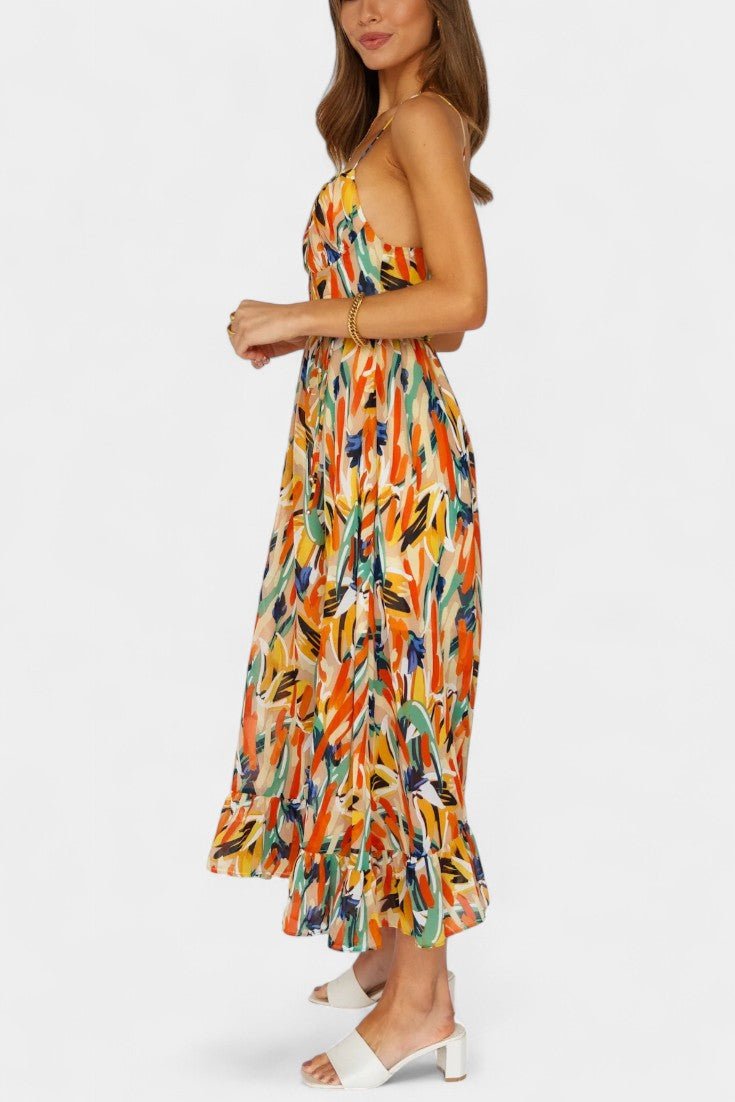 Fiona | Vibrant Print Midi Dress - Lora Toronto