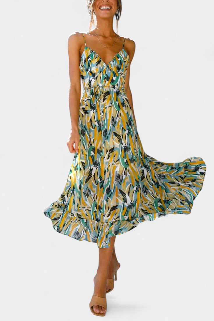 Fiona | Vibrant Print Midi Dress - Lora Toronto