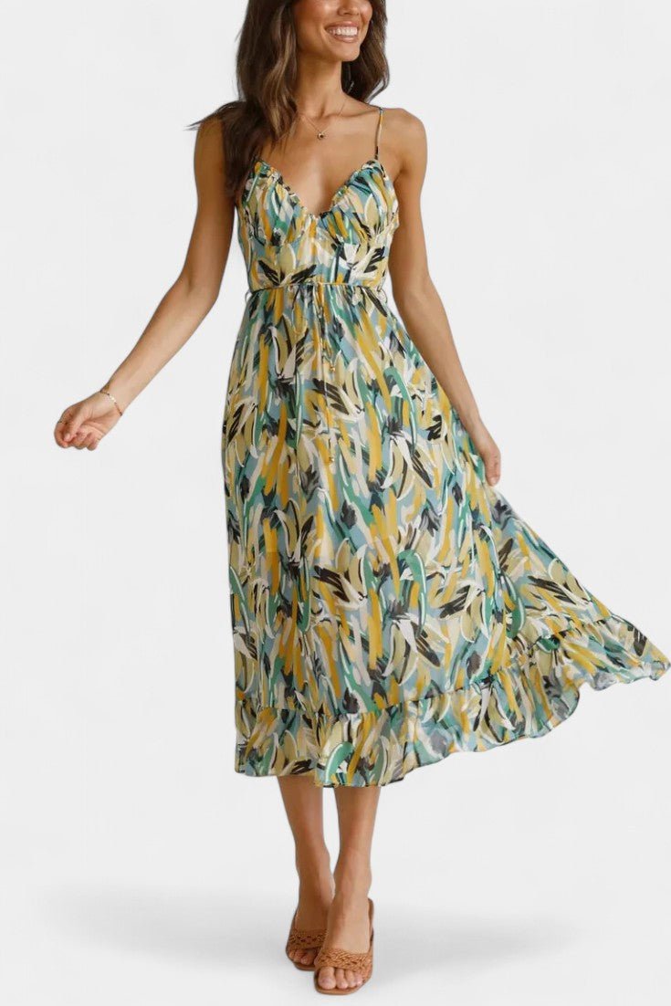 Fiona | Vibrant Print Midi Dress - Lora Toronto