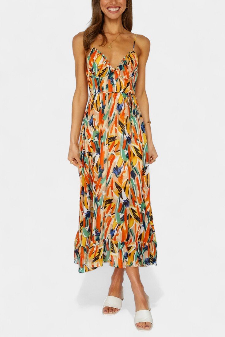 Fiona | Vibrant Print Midi Dress - Lora Toronto