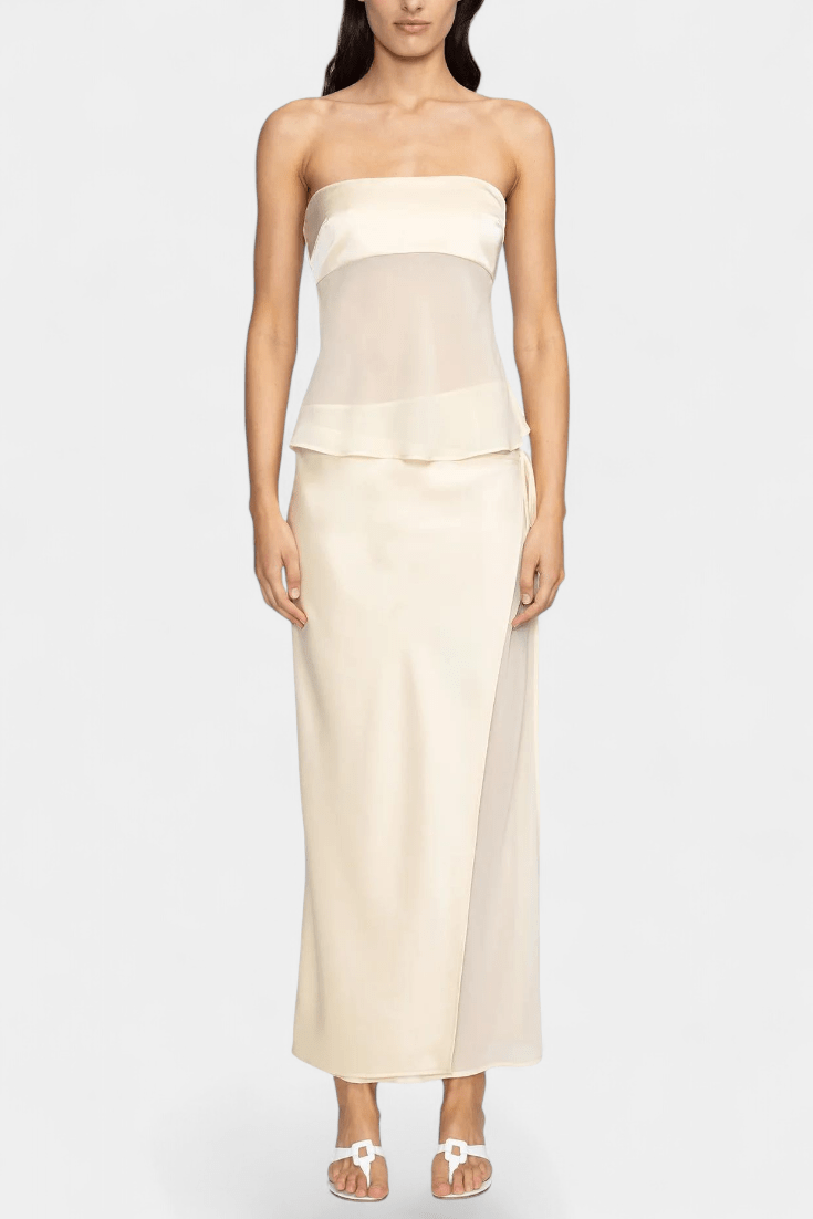 Fjorela Buttercream Strapless Midi Skirt Set - Lora Toronto
