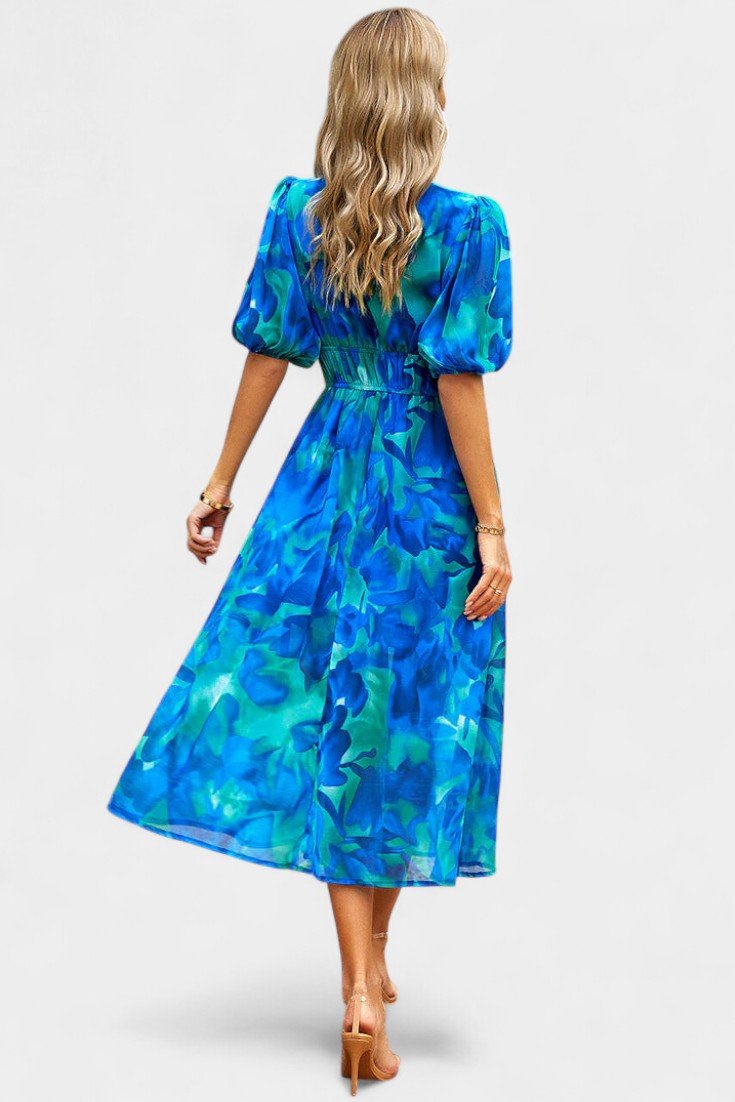 Georgina | V - Neck Floral Midi Dress - Lora Toronto