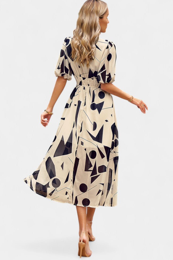 Georgina | V - Neck Floral Midi Dress - Lora Toronto