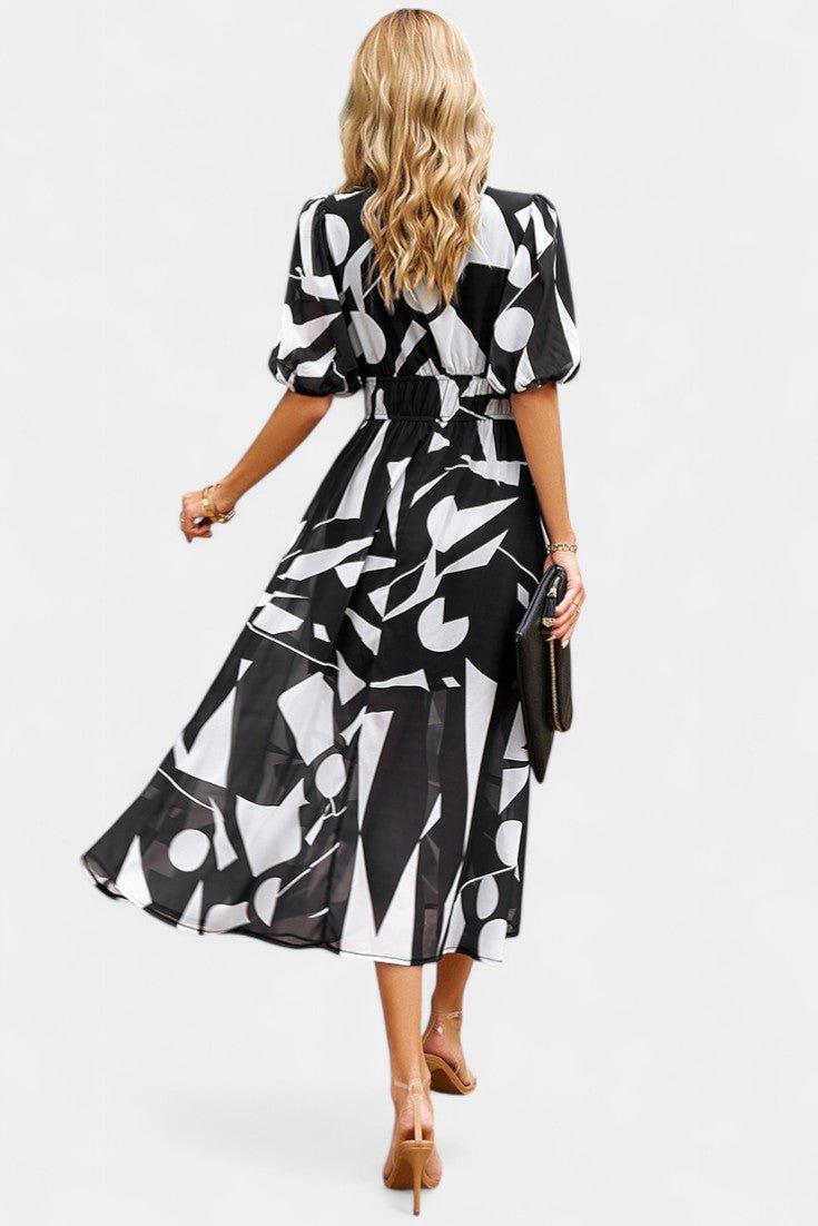 Georgina | V - Neck Floral Midi Dress - Lora Toronto