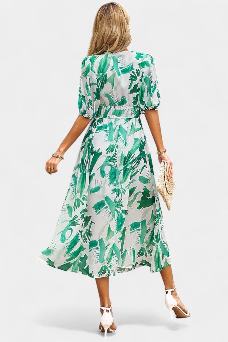 Georgina | V - Neck Floral Midi Dress - Lora Toronto