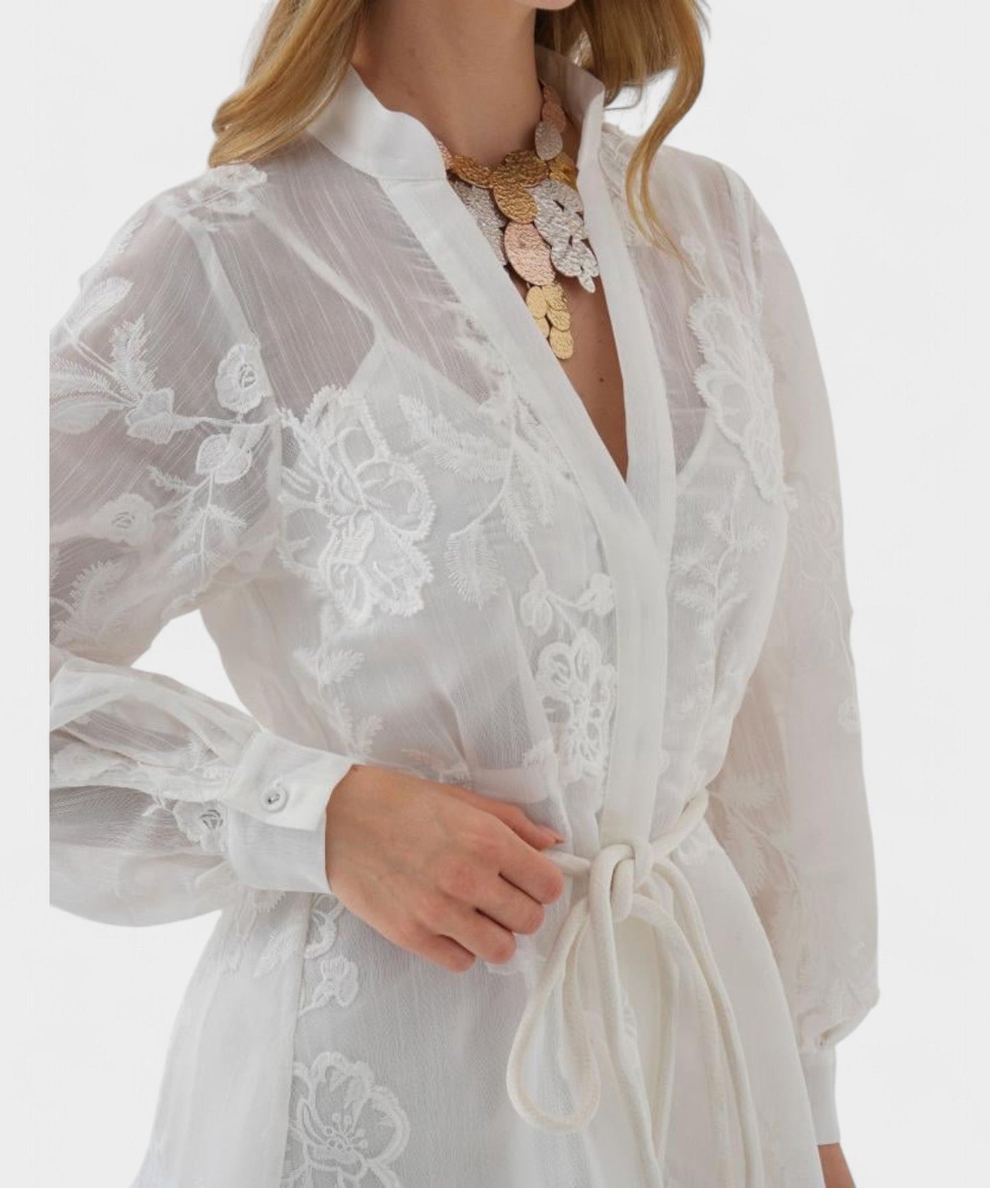 Isabella | Fantasy Jacquard Button Dress - Lora Toronto