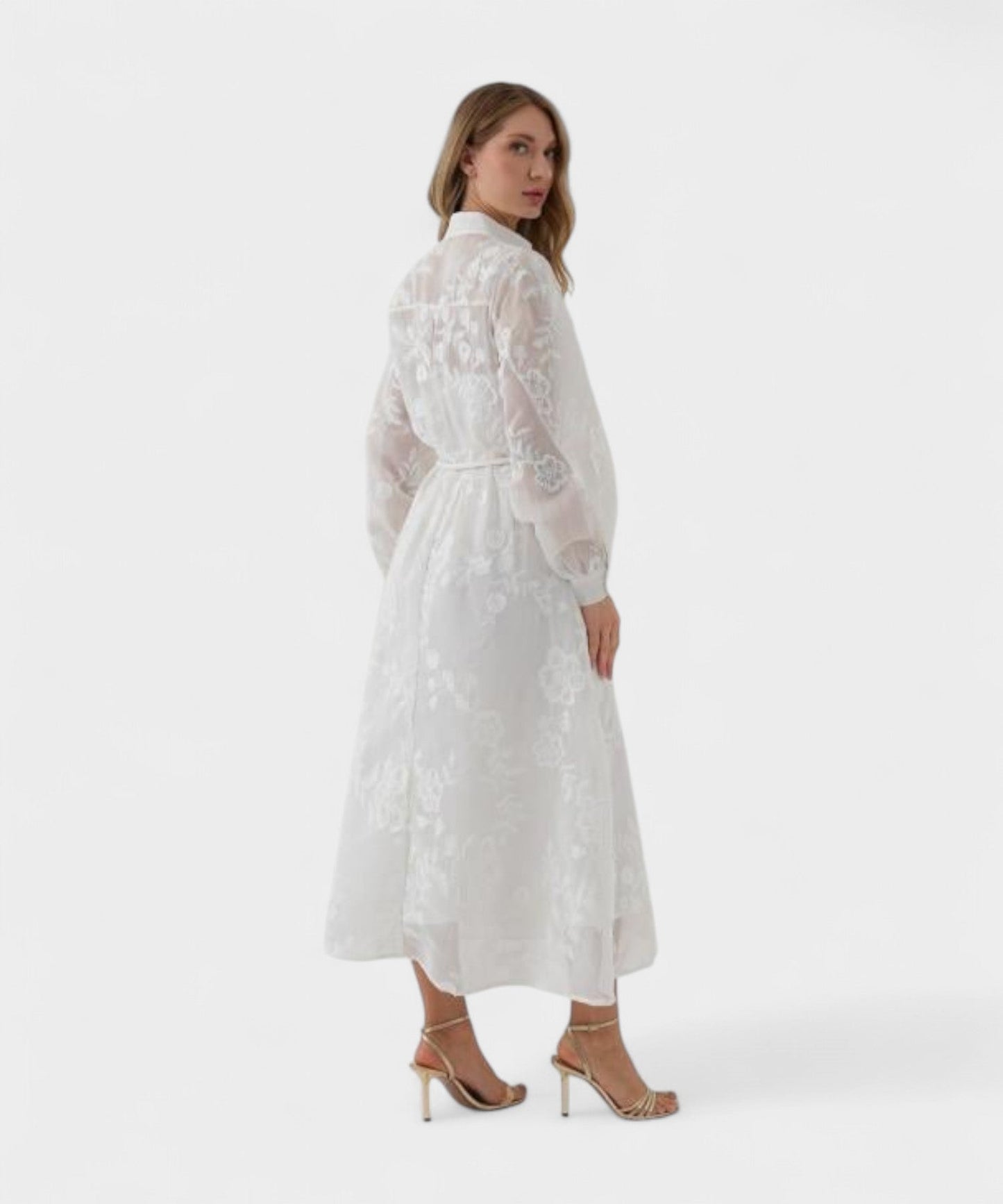 Isabella | Fantasy Jacquard Button Dress - Lora Toronto