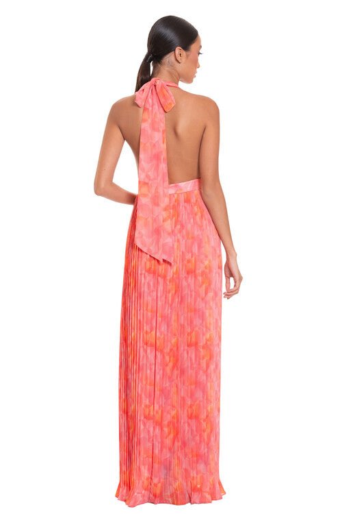Isla | Pleated Halter Backless Maxi Dress - Lora Toronto