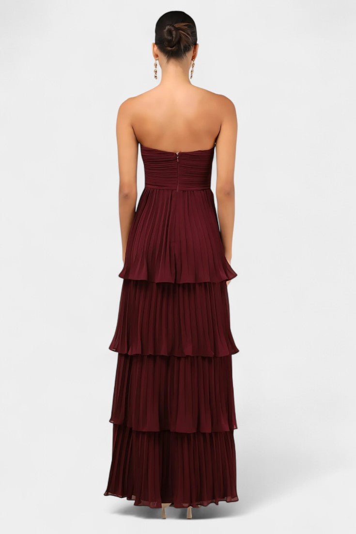 June | Strapless Pleated Tiered Maxi Dress - Lora Toronto