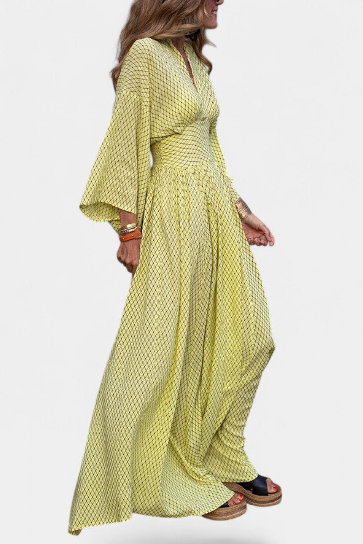 Lamiss | V - Neck Long Sleeve Flowy Maxi Dress - Lora Toronto