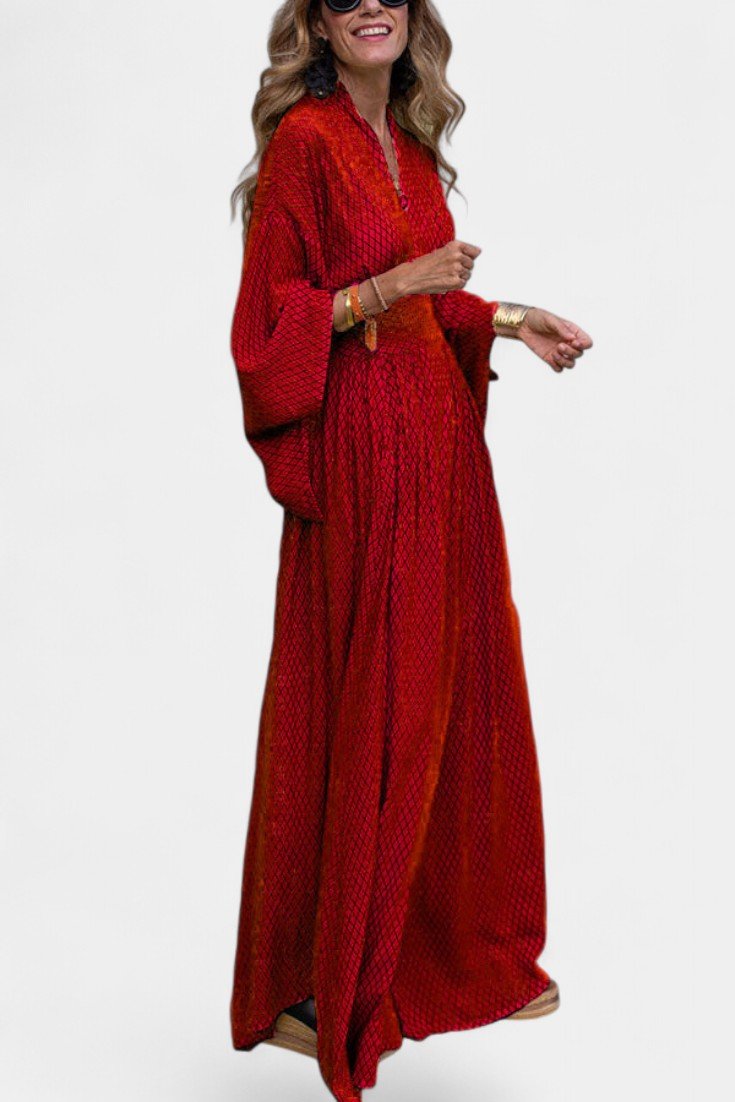 Lamiss | V - Neck Long Sleeve Flowy Maxi Dress - Lora Toronto