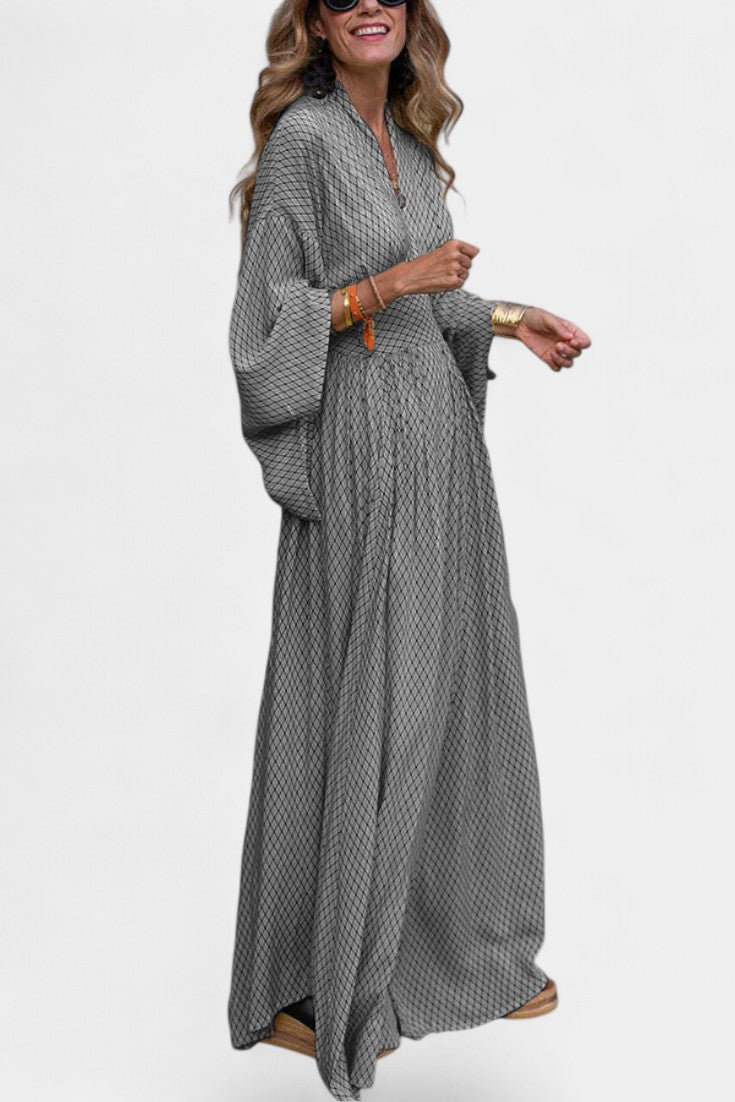 Lamiss | V - Neck Long Sleeve Flowy Maxi Dress - Lora Toronto