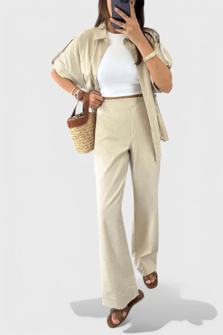 Lani Relaxed Two - Piece Shirt and Trousers Set - Lora Toronto