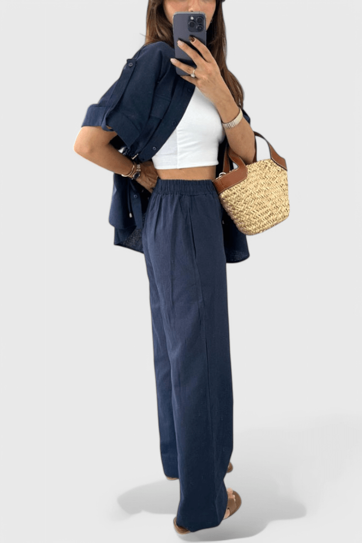 Lani Relaxed Two - Piece Shirt and Trousers Set - Lora Toronto