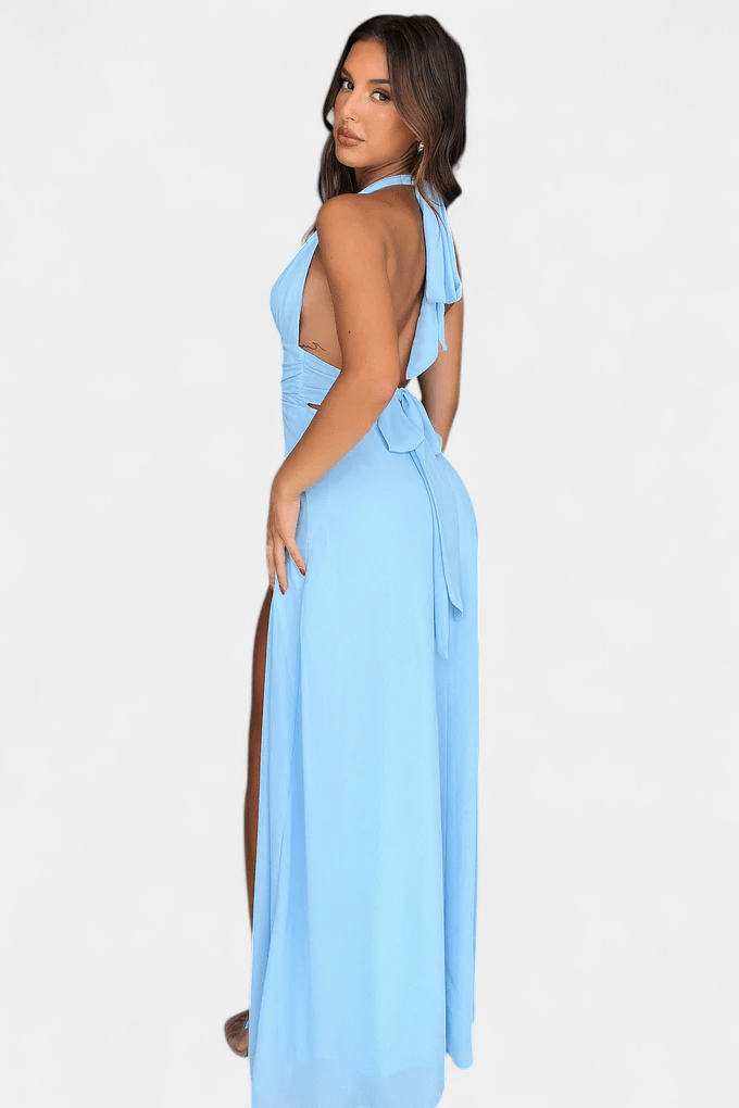 Latisha | Halter Neck High - Slit Dress - Lora Toronto