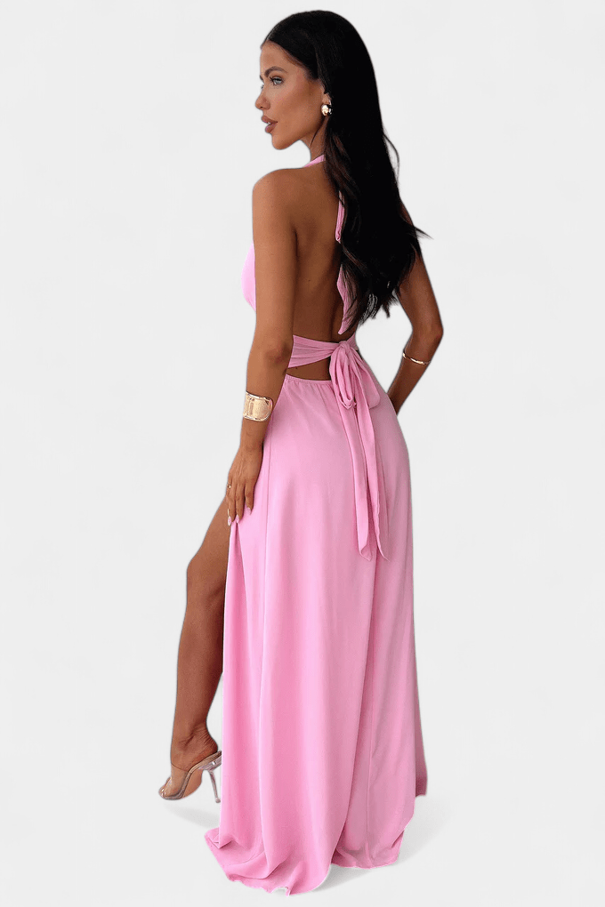 Latisha | Halter Neck High - Slit Dress - Lora Toronto