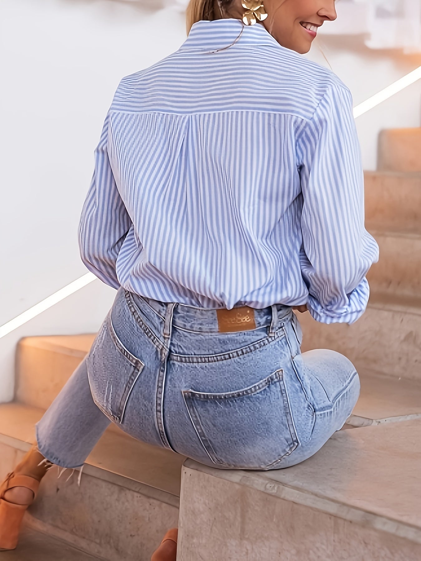 Lena | Classic Striped Button Shirt - Lora Toronto