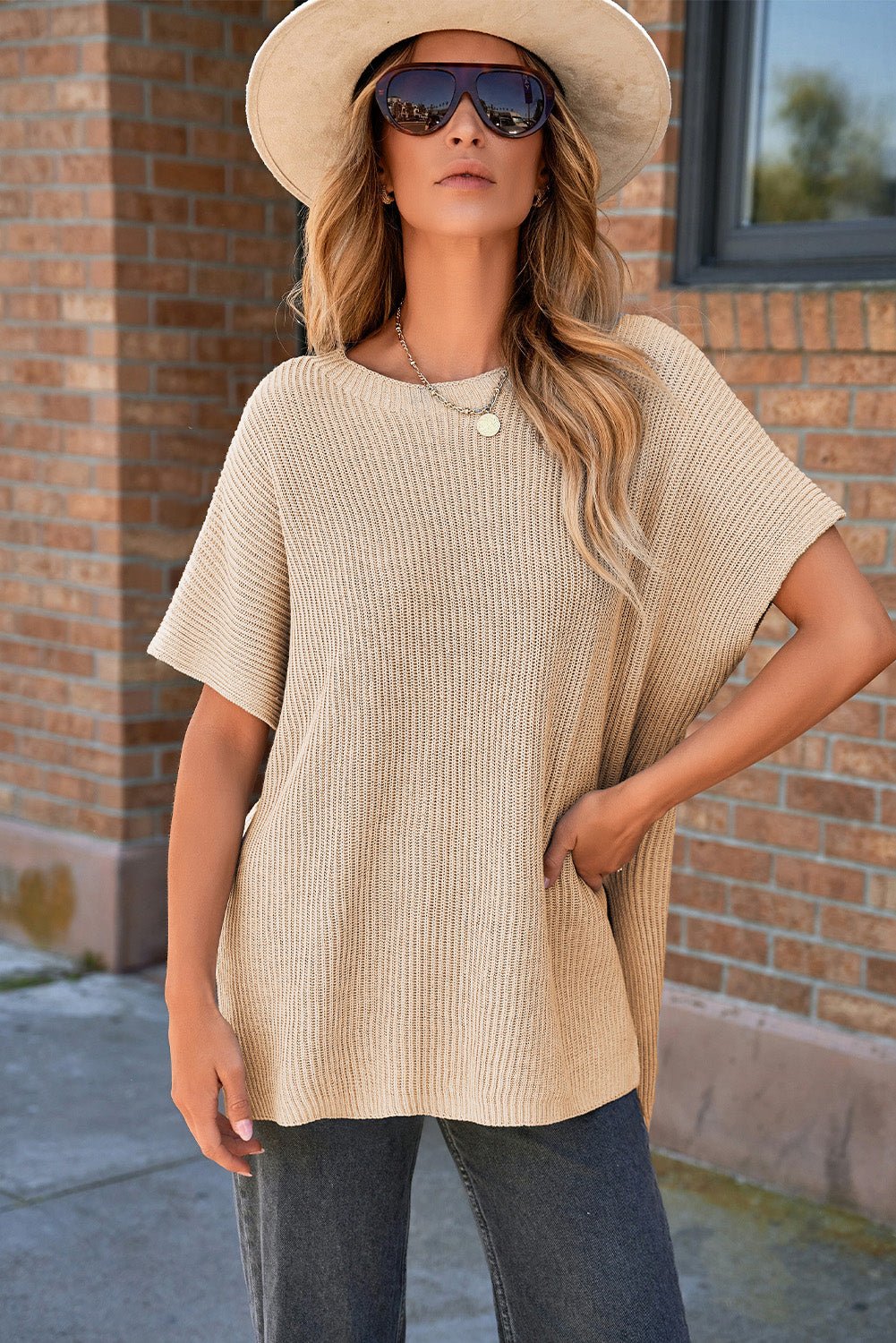 Lena | Short Sleeve Oversized Sweater - Lora Toronto