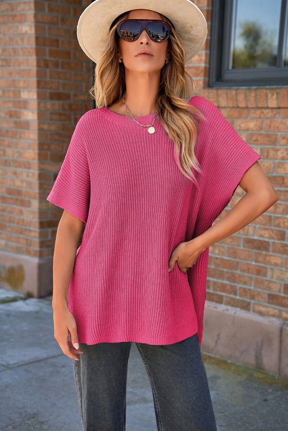 Lena | Short Sleeve Oversized Sweater - Lora Toronto